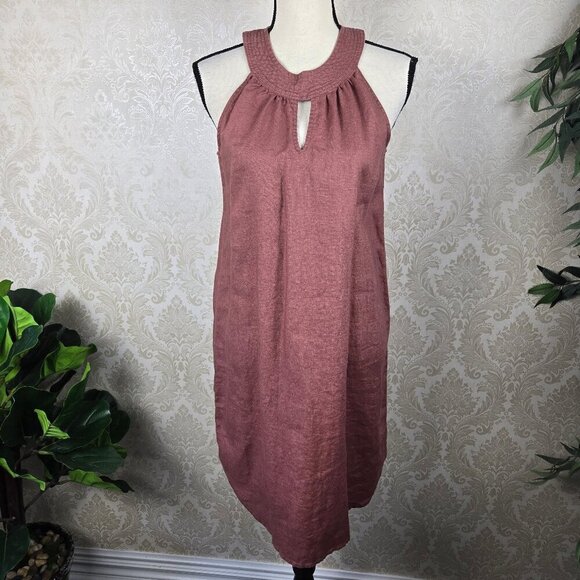 C & C California Size Small 100% Linen Mauve Halter Style A-Line Shift Dress - Picture 1 of 10